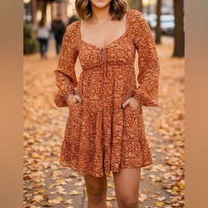 Forever 21 Orange Floral Mini Dress